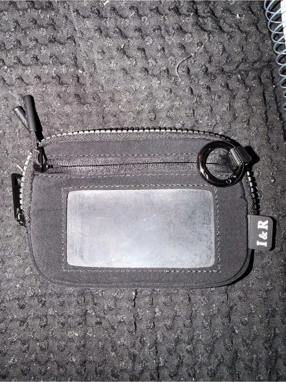 RFID Black Zip Phone Wallet with ID Window and Key Ring/ large backpack